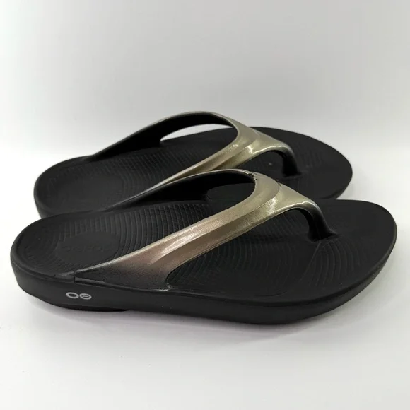 OOFOS OOLALA Luxe Thong Flip Flop Sandals Latte 42/US 11 - Picture 9 of 14